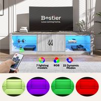 Bestier LED Entertainment Center for Living Rooms Fits TVs up to 75 Inches - White - Left View