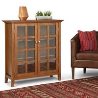 Simpli Home - Acadian Medium Storage Cabinet - Light Golden Brown - Left View