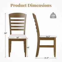 Costway Wood Dining Chairs Set of 4 Fabric Upholstered Side Chairs with Rubber Wood Frame - Brown - Left View