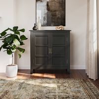 Simpli Home - Burlington Low Storage Cabinet - Black - Left View