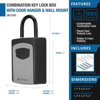 Barska - Combination Key Lock Box with Door Hanger and Wall Mount - Black - Left View