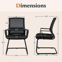 Costway 2 PCS Office Guest Chair with Lumbar Support, Breathable Mesh Back without Wheels - Black - Left View