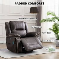 Bestier Faux Leather Manual Recliner with Massage and Heating - Grey - Left View