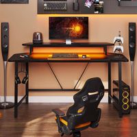 Bestier - Gaming Desk with LED Lights and Monitor Stand - 63