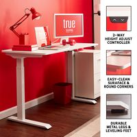 True Seating - Ergo Electric Height Adjustable Standing Desk - White - Left View