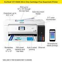 Epson - EcoTank ET-15000 Wireless All-In-One Inkjet Printer - White - Left View