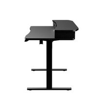 HUANUO - Adjustable Standing Desk with Riser & Drawers - 55″ x 26″ - Black - Left View