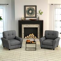 Costway - Modern Upholstered Accent Chair with Sturdy Legs - Grey - Left View