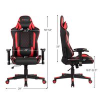 Costway - Massage Gaming Chair with Headrest - Red and Black - Left View