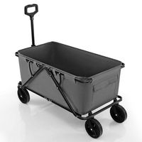 Costway - Heavy-Duty Wagon Cart with Adjustable Handlebar Bottle Holders & Storage Pocket Grey - ... - Left View