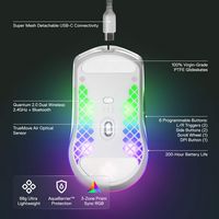 SteelSeries - Aerox 3  Super Light Honeycomb Wireless RGB Optical Gaming Mouse - Wireless - Snow - Left View