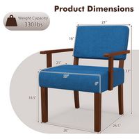Costway 2PCS Linen Accent Chair Living Room Chair with Soft Padded Seat & Backrest - Blue - Left View