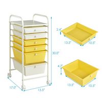 Costway - 6 Drawer Rolling Storage Cart Scrapbook Paper Office School Organizer - Beige + Yellow - Left View