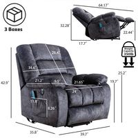 Bestier - Set of 2 39 in. W Oversized Microfiber Power Lift Recliner Chair with USB and 8 Heated ... - Left View