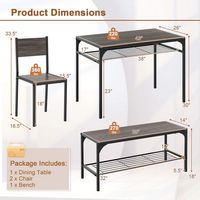 Costway 4 PCS Dinette Set for Small Place Breakfast Nook Modern Dining Table with 2 Chairs Grey -... - Left View