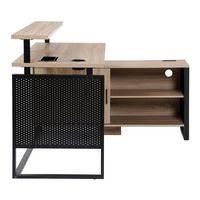 OSP Home Furnishings - ACE L Desk with Hutch Shelf - River Oak/Black - Left View