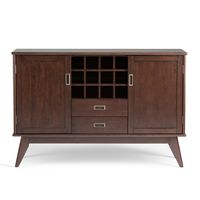 Simpli Home - Draper Mid Century Sideboard Buffet and Wine Rack - Medium Auburn Brown - Left View