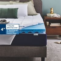 Sleep Innovations - Dual Layer 4 inch Medium Support Memory Foam Mattress Topper Full - off-white - Left View