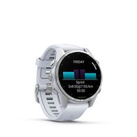 Garmin - fēnix 8 AMOLED  GPS Smartwatch 43mm Fiber-reinforced polymer - Silver - Left View