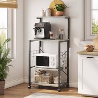 Bestier - Kitchen Baker's Rack with Storage Shelves and USB Outlets - Wash White - Left View
