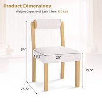 Costway Wooden Dining Chair Set of 2 Faux Sherpa Upholstered Kitchen Dining Room Chairs - White - Left View