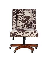 Linon Home Décor - Donora Cow Print Microfiber Fabric Adjustable Office Chair With Wood Base - Br... - Left View