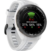 Garmin - Approach S70 GPS Smartwatch 42mm Ceramic - Black Ceramic Bezel with White Silicone Band ... - Left View
