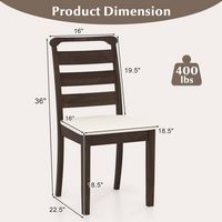 Costway Modern Dining Chair Set of 2 Upholstered Farmhouse Chairs with Rubber Wood Frame - Brown ... - Left View