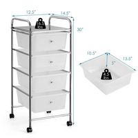 Costway - 4 Drawers Metal Rolling Storage Cart Scrapbook Supply & Paper Home Office - Clear - Left View