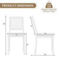 Costway Armless Wood Dining Chair Set of 2 with Rubber Wood Legs Curved Backrest Kitchen - White - Left View