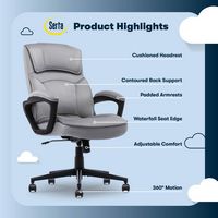 Serta - Comfort Classic Mid-Back Executive Soft Velvet Office Chair - Gray - Left View