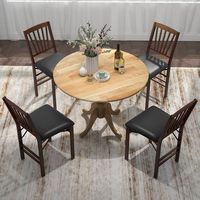 Costway Rustic Dining Table Wooden Dining Table with Round Tabletop & Curved Trestle Legs - Natural - Left View