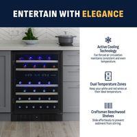 NewAir - 24” Built-in 46 Bottle Dual Zone Compressor Wine Cooler with Beechwood Shelves - Black S... - Left View