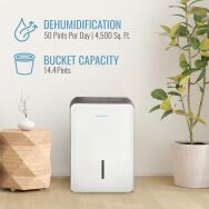 Keystone - 50 Pint Dehumidifier with Electronic Controls - White - Left View