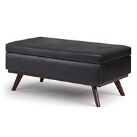 Simpli Home - Owen Lift Top Large Coffee Table Storage Ottoman - Distressed Black - Left View