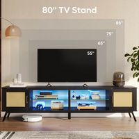 Bestier - 80'' Rattan TV Stand for TVs up to 85