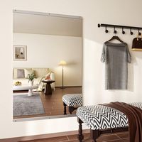 LOVMOR - Polished 32 in. W x 48 in. Modern Rectangular Tempered Glass Wall Mirror - silver - Left View
