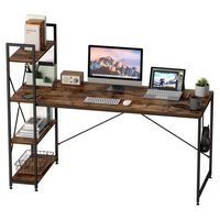 Bestier - Computer Desk with Adjustable Shelves and Reversible Bookshelf - 63