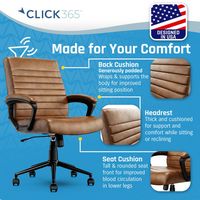 Click365 - Transform 3.0 Extra Comfort Ergonomic Mid-Back Desk Chair - Cognac - Left View