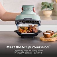 Ninja - Crispi® 4-in-1 Portable Glass Air Fryer Cooking System - Sage Green - Left View