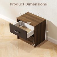 Costway Modern Nightstand Bedside Table with Drawer Open Storage Shelf for Small Spaces - Brown - Left View