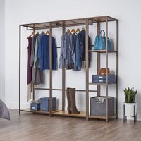 TRINITY - 45x20x72 | Modular Bamboo Closet Organizer | 2-Piece Set | Bronze Anthracite - Bronze A... - Left View