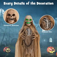 Costway - Lighted and Animated Halloween Decoration 67” Outdoor Halloween Skeleton w/ LED Creepy ... - Left View