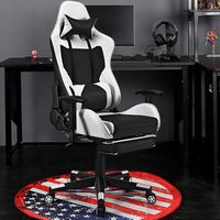 Costway Massage Gaming Chair Reclining Office Chair with Footrest - White - Left View