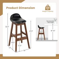 Costway Set of 2 Upholstered PU Leather Barstools 27.5