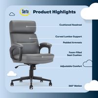 Serta - Comfort Mid-Back Modern Bonded Leather Executive Office Chair - Gray - Left View