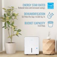 Keystone - 50 Pint 7.2 Quart Dehumidifier with Electronic Controls - White - Left View