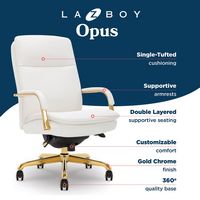 La-Z-Boy - Opus Executive Mid-Back Bonded Leather Office Chair - White and Gold - Left View