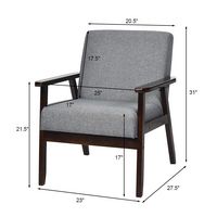 Costway - Set of 2 Fabric Accent Armchair Wooden Upholstered Lounge Chair - Dark Grey - Left View