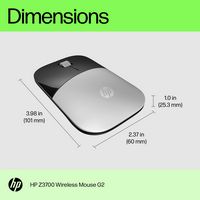 HP - Z3700 G2 Wireless Blue LED Mouse - Wireless - Natural Silver - Left View